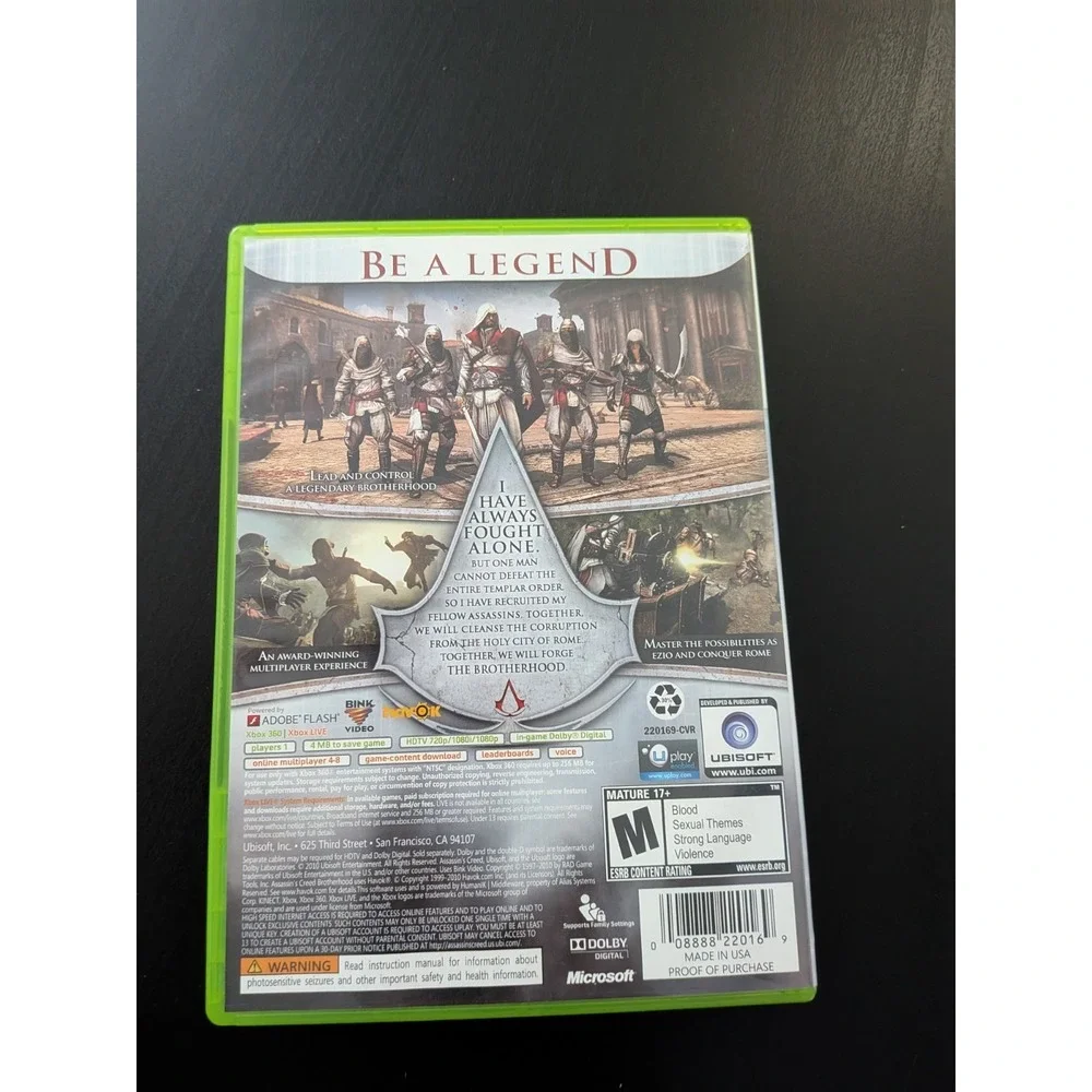 Assassin's Creed: Brotherhood (Microsoft Xbox‎ 360, 2010) CIB Video Game